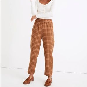 Madewell Waffleback Pull-On High-Rise Tapered Pants in Windowpane